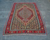 Beautiful Antique Medallion Rug 7.11 x 5 Armenian Decor Rug, Caucasian Antique Rug, Oriental Area Wool Natural Dyed Rug, Turkish Old Rug