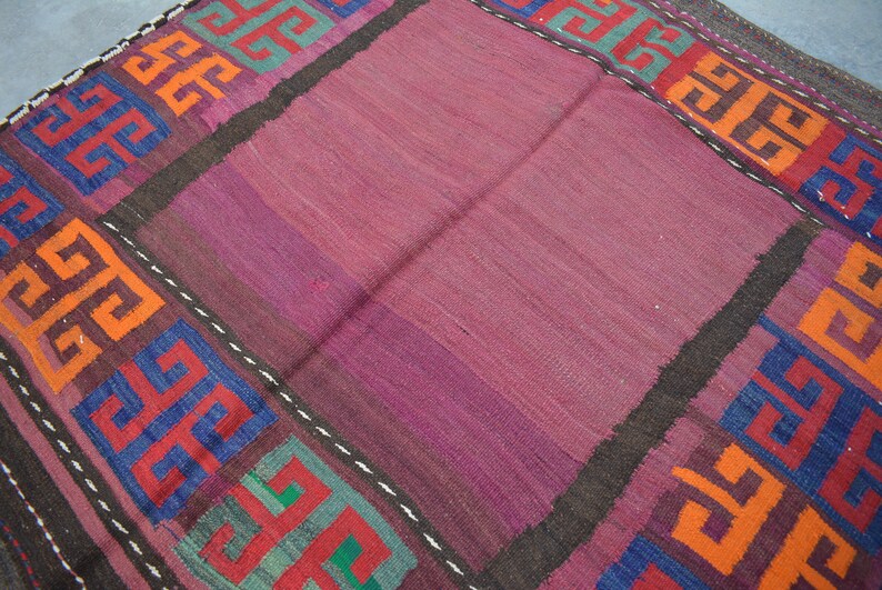 Vintage Kuchi Rug Fine Gorgeous Sofreh Antique Kilim 4/'1 x 4/'2 Ft Geometric Square Dastrkhan Kilim Sufreh Natural Dyed Color Rug Kilim