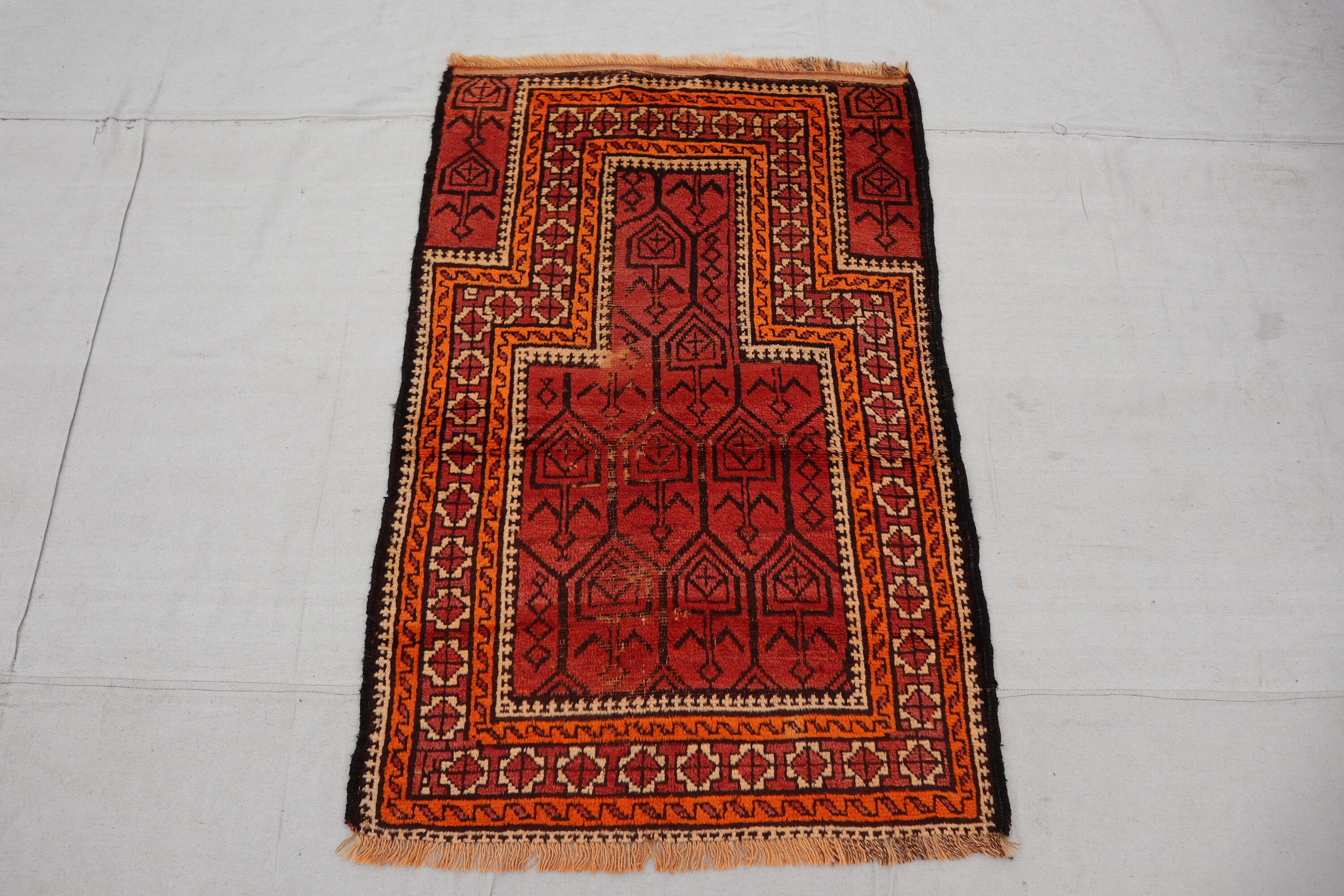 Size: 2'7 X 3'10 Ft, Vintage Afghan Taimani Prayer Rug