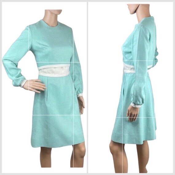 Travilla Blue Top Skirt Set Dress XS - image 10