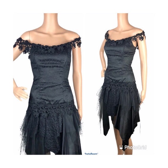 Loralie Originals Black Lace Tulle Dress Cocktail