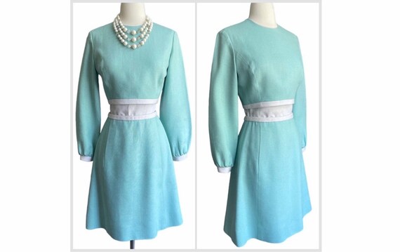 Travilla Blue Top Skirt Set Dress XS - image 1