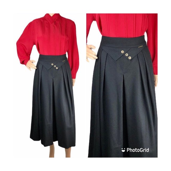 Geiger Culottes Gaucho Wool Black Pants Pleated Sm