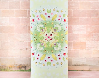 Tapis de yoga en microfibre et caoutchouc naturel ton vert "Wildflower"