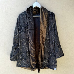 Ravi reversible silk and velvet kimono jacket