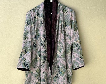 Veste kimono réversible en velours et soie Rama