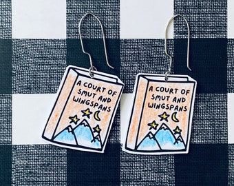 Acotar Book Earrings, A Court of Smut and Wingspans, Cute Earrings, Funny Earrings, Cheap Gift Idea, Inexpensive Gift, Truly Handmade,