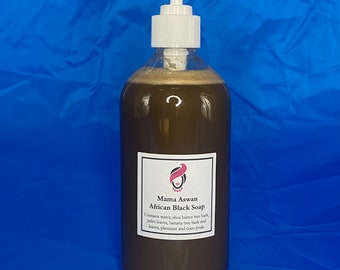 RAW PURE UNREFINED 100% African Liquid Black Soap 16oz - Face & Body Wash