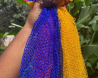 Sapo Sponge- African Mesh Washcloth - Ghana Sponge - African Net Sponge - Body Scrub - Shower Loofah - Exfoliating Body Sponge - Bath Sponge
