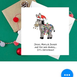 Gesù, Maria e Giuseppe e il PICCOLO ASINO... è Natale! Biglietto di Natale personalizzato