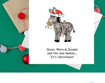 Jesus, Mary & Joseph and the WEE DONKEY…it’s Christmas! Personalised Christmas card