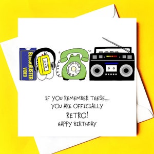 Tarjeta de cumpleaños oficialmente retro.