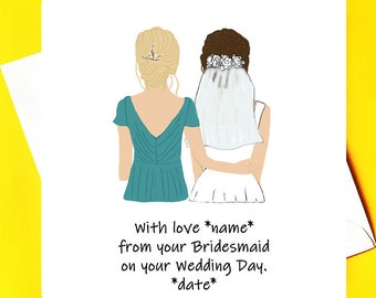 Bridal Card from her bridesmaid *personalised card* *wedding card*