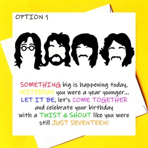 Beatles Geburtstagskarte *personalisierte Karte* *Wahl des Textes*