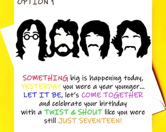 Beatles Birthday Card *personalised card* *choice of wording*