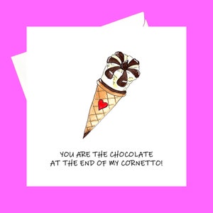 Chocolate al final de mi Cornetto! *Tarjeta de San Valentín/Aniversario* *Impresión A5* *Impresión A4*