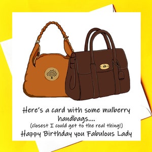 Tarjeta de cumpleaños con bolso Mulberry (¡casi tan buena como la real!)