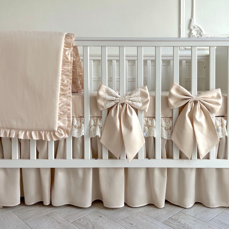 Crib Bedding Set-Nursery Set Beige