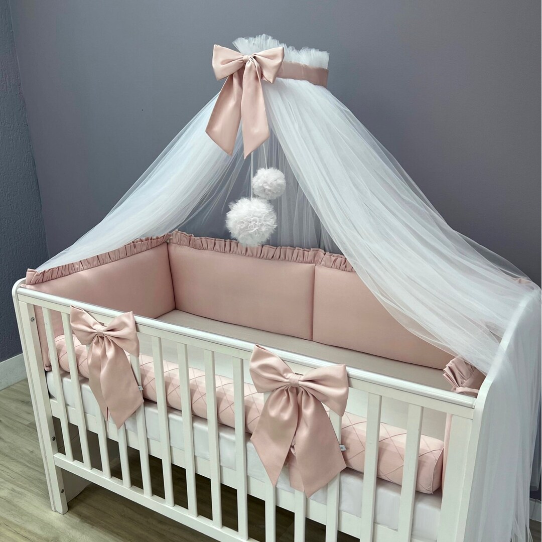 Baby Crib Canopy, Tulle Infant Canopy, Baby Bed Canopy With Bow