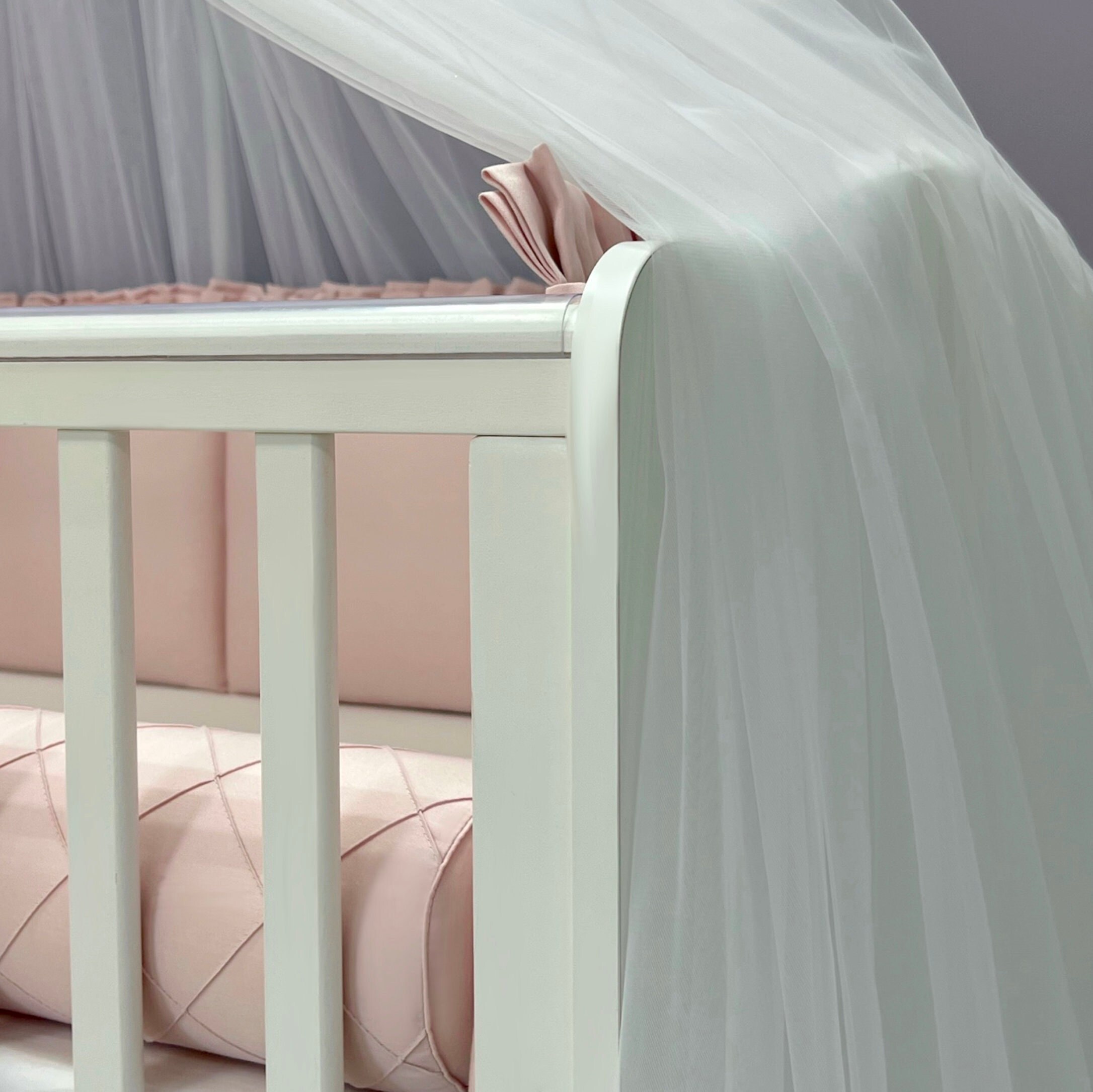 Baby Crib Canopy, Tulle Infant Canopy, Baby Bed Canopy With Bow