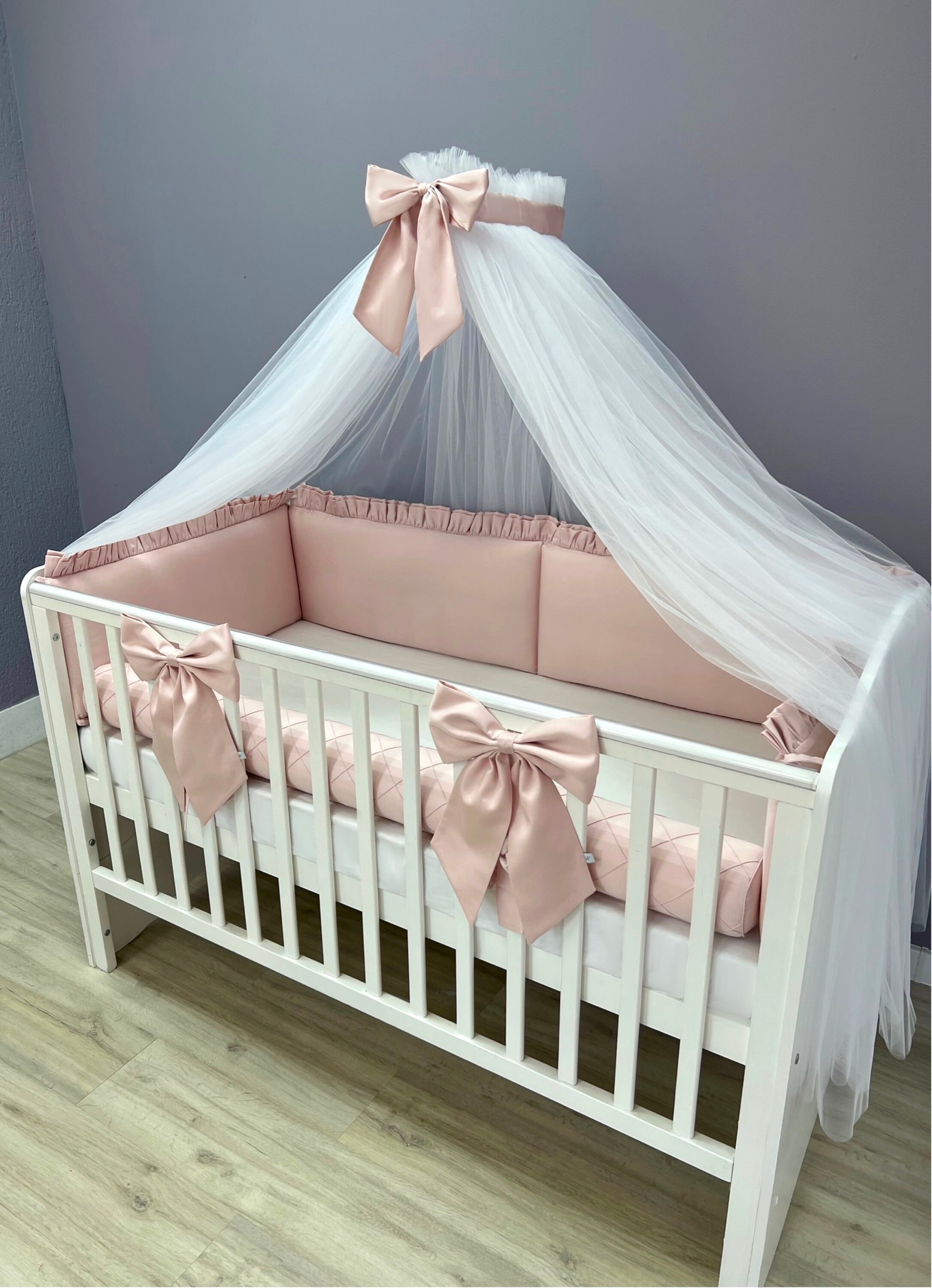 Baby Crib Canopy, Tulle Infant Canopy, Baby Bed Canopy With Bow