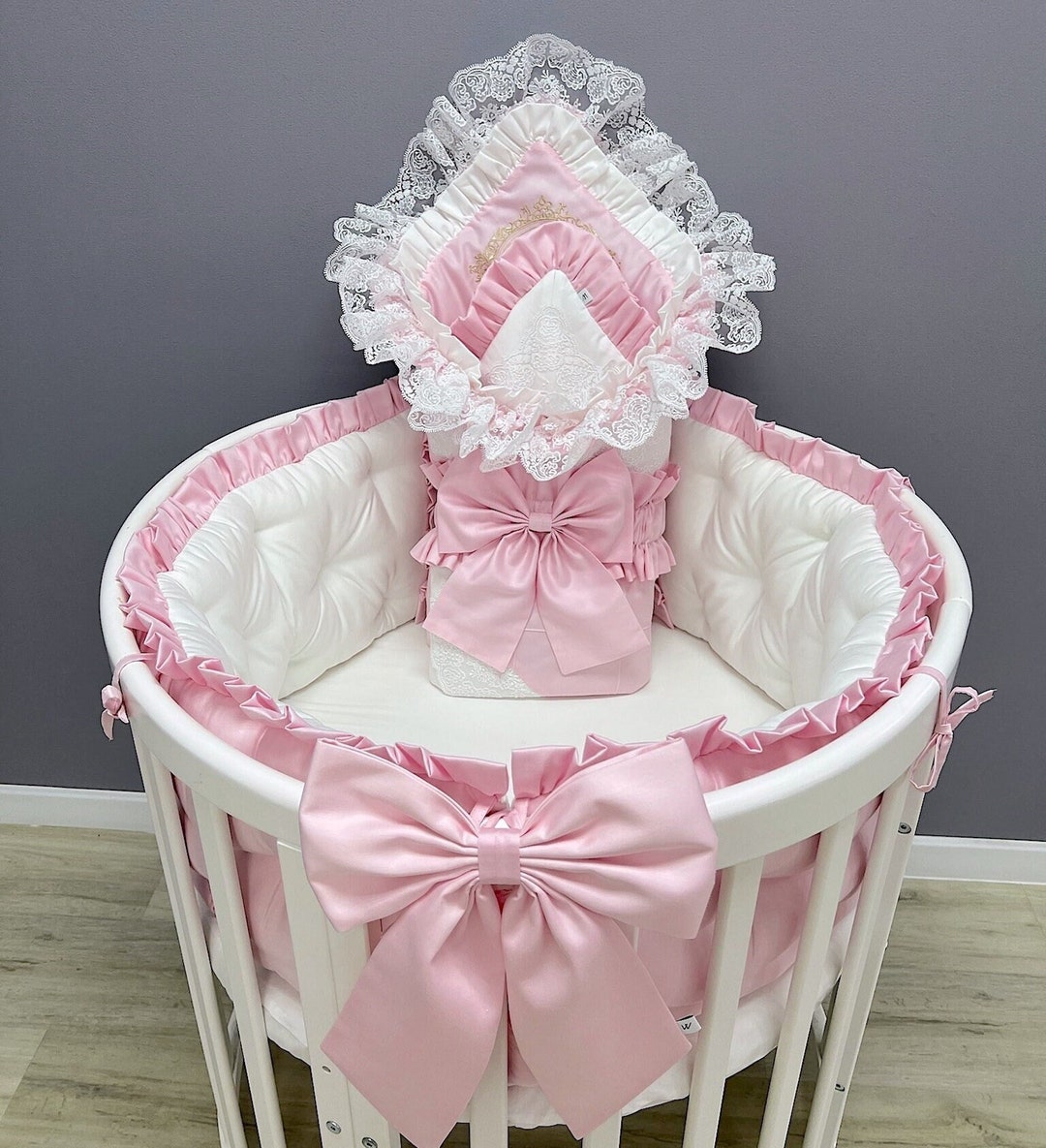 Personalized Baby Blanket Envelope 2 in 1 With Ruffles, Newborn Lace