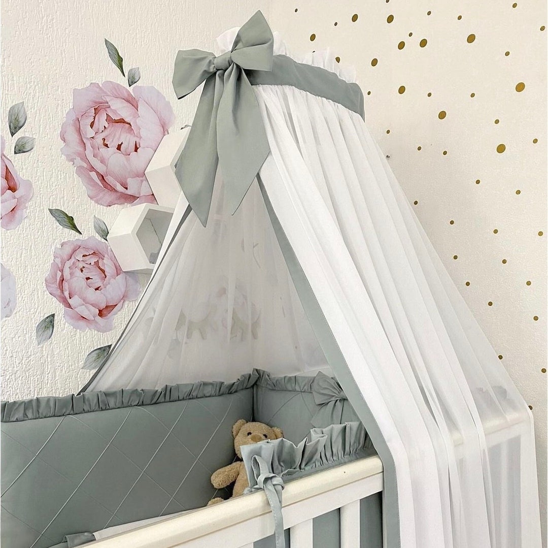 Baby Bed Canopy With Bow Baby Crib Canopy Nursery Canopy Etsy