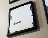Modern Verre Eglomise Wall Mirror with Writing in a Black Float Frame - 11x14 - Personalized Gift
