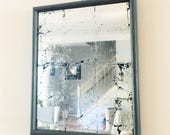 Rectangular Mirror, Vintage Frame, Gilded Glass, Wall Decor, Silver Leaf, Wall Mirror, Distressed Mirror, Teen Bedroom Decor, Mirror