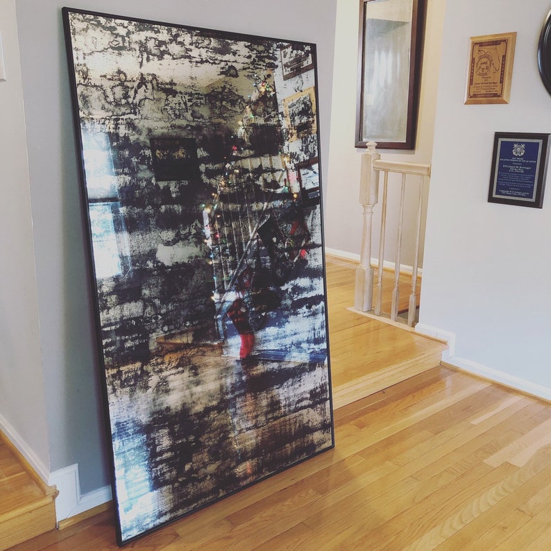 Full Length Wall Leaning Floor Mirror Oversized Antiqued Panel 36x60 Industrial Modern