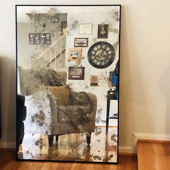 Oversized Antiqued Mirror For Mantle Large Distressed Wall