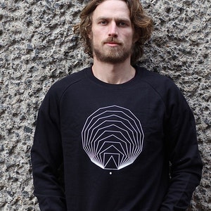 Black Geometric Sweatshirt, Sacred Geometry Jumper, Organic Cotton Sweater, Math Print Shirt, Black Graphic Sweatshirt image 1