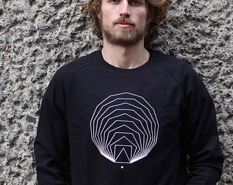 Black Geometric Sweatshirt, Sacred Geometry Jumper, Organic Cotton Sweater, Math Print Shirt, Black Graphic Sweatshirt