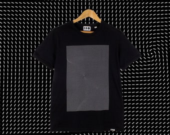 Black Geometric T-shirt, Organic Cotton T-shirt, Optical Illusion Design, OPART Shirt, Generative Design