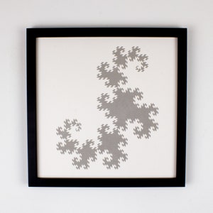 Dragon Curve Plotted Print, Abstract Generative Line Art, Pen & Ink, Plotter Drawing, Math Art