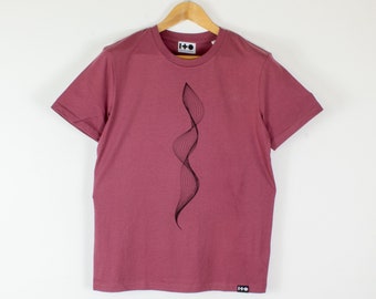 Mauve Graphic Tee, Abstract design, Purple T-shirt, Geometric Pattern Shirt, Organic Cotton, Wave pattern, Nature, Geometric Art, Generative