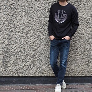 Black Geometric Sweatshirt, Sacred Geometry Jumper, Organic Cotton Sweater, Math Print Shirt, Black Graphic Sweatshirt image 3