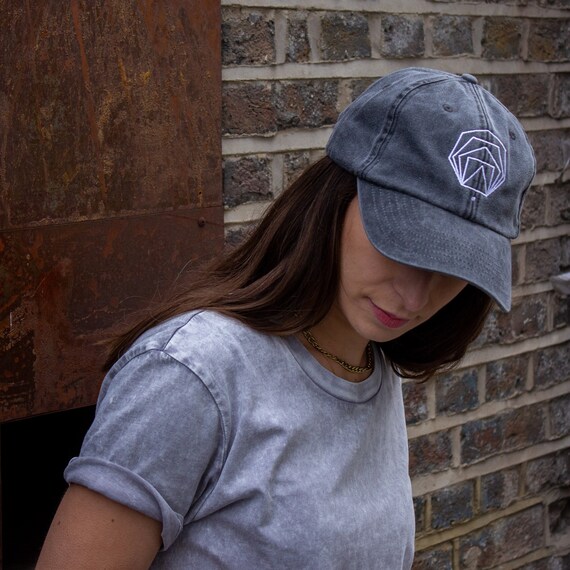 Washed Black Cap Embroidered Hat 6 