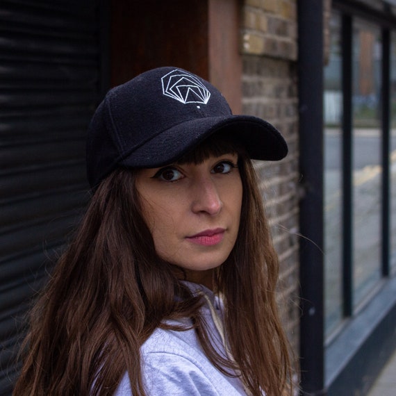 Wool Baseball Cap Black Embroidered 6 