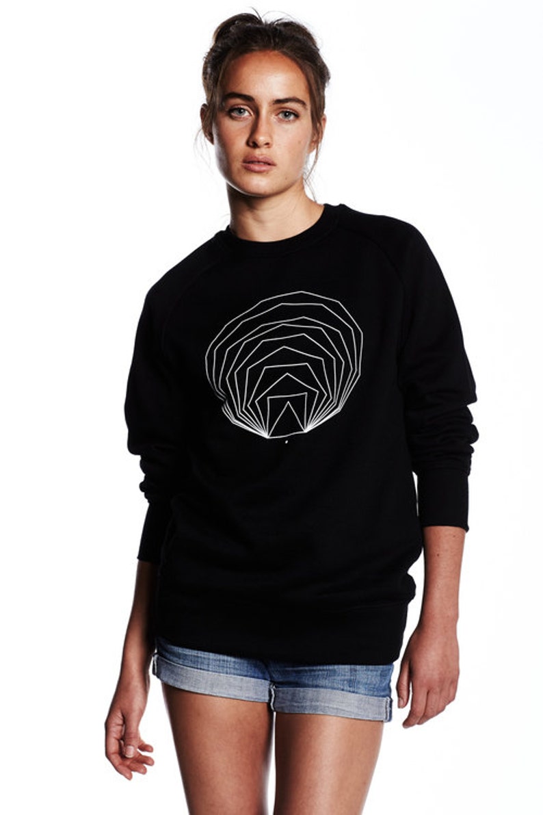 Black Geometric Sweatshirt, Sacred Geometry Jumper, Organic Cotton Sweater, Math Print Shirt, Black Graphic Sweatshirt image 6