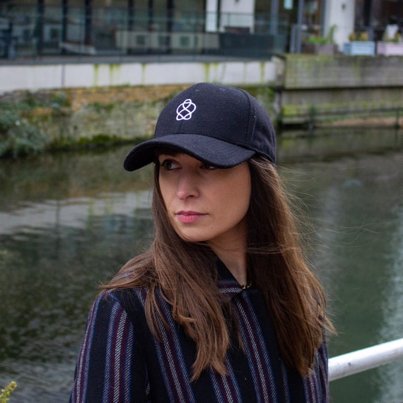 Wool 6 Panel Cap Black Embroidered 