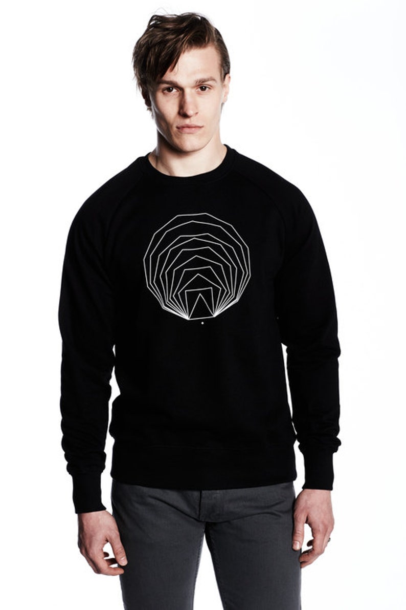 Black Geometric Sweatshirt, Sacred Geometry Jumper, Organic Cotton Sweater, Math Print Shirt, Black Graphic Sweatshirt image 5