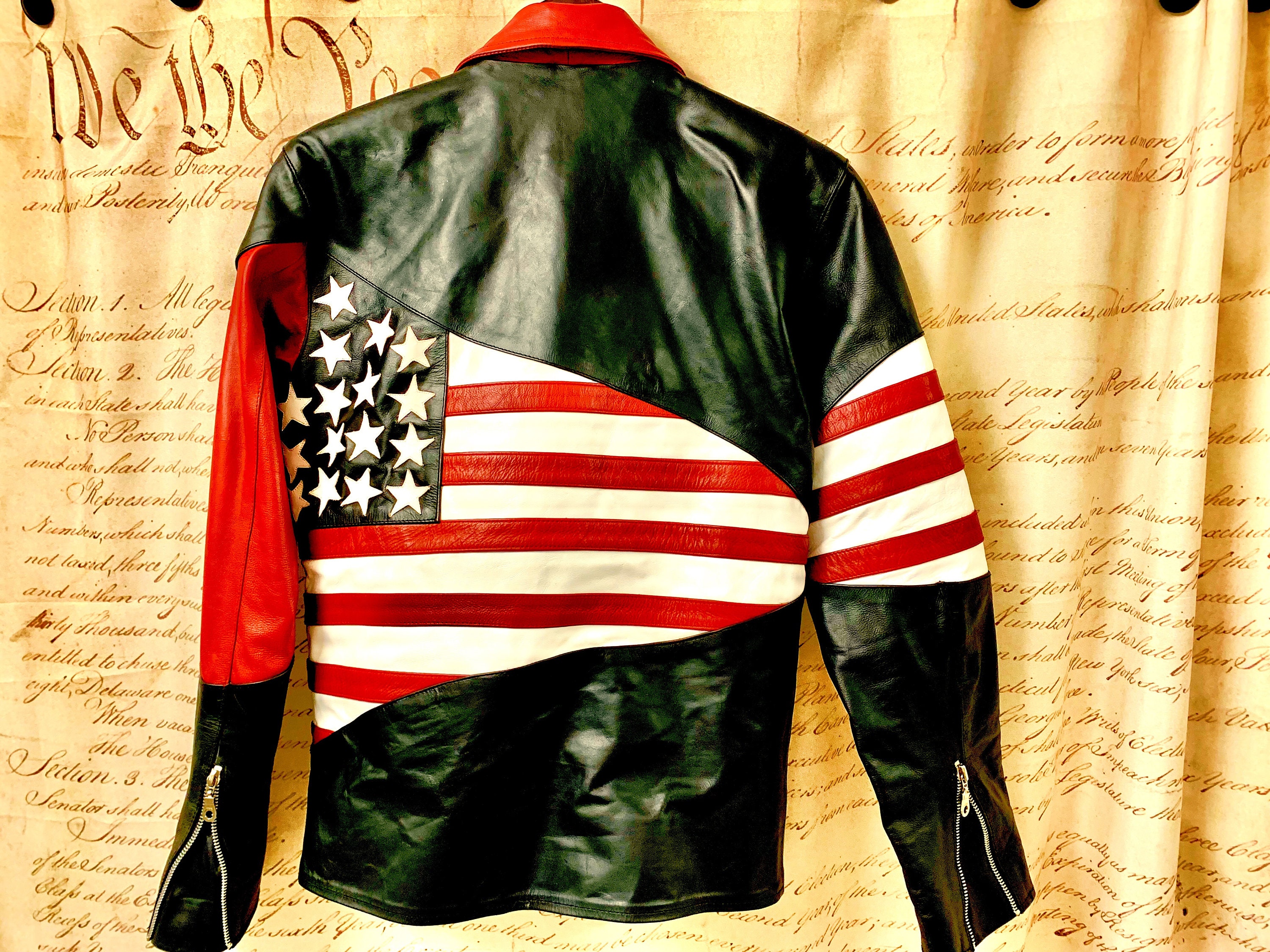 ジャケット・アウター 90s A-2 American Flag USALeather Blouson Vintage USA Leather Jacket 90s United States America