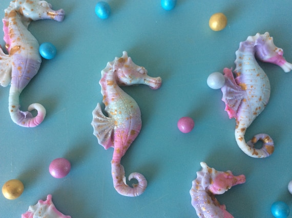 Edible Fondant Seahorses Cupcake Toppers With Cupcake - Etsy