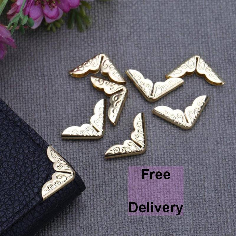 8 Pcs vintage brass Scrapbook Corner Protector Guard Hardware