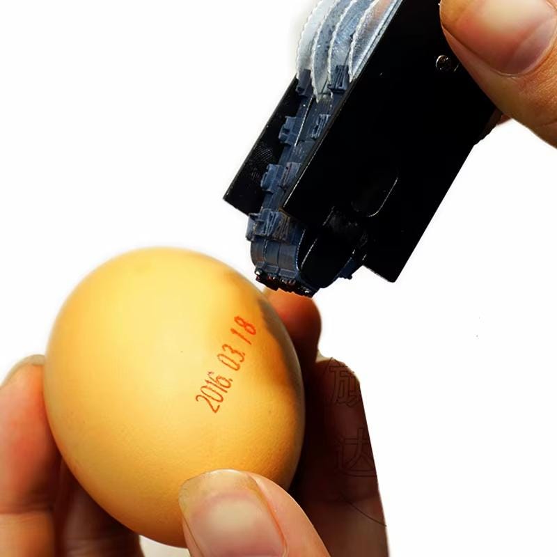 Eggs date stamp with ink pad. For laying date.