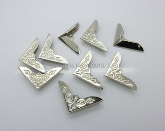8 Pcs Antique Silver Scrapbook Corner Protector Guard Hardware