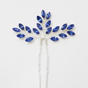 Silver Hair Pins, Something Blue, Bridal Hair Pins, Royal Blue Hair Pins, Bridal Headpiece, Bridal Hairpiece - MARIAH