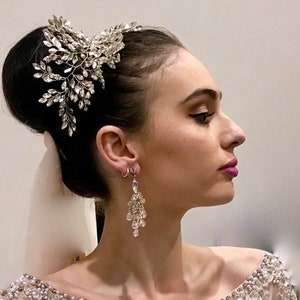 Bling Kopfschmuck, Kopfschmuck für die Braut, Silber Haarschmuck, Hochzeitskopfschmuck, Kristall Haarschmuck - MARLENA