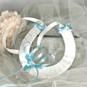 Bridal Horseshoe, Something Blue, White Wedding Horseshoe, Good Luck Charm, Keepsake, Bridal Gift - NORMA